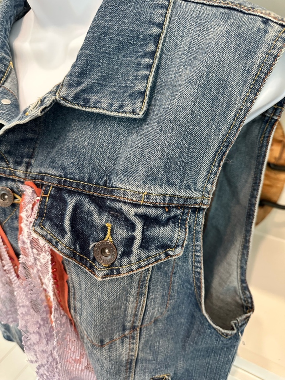 Custom Made Boho Denim Vest and Waist Wrap - Picture 4 of 16